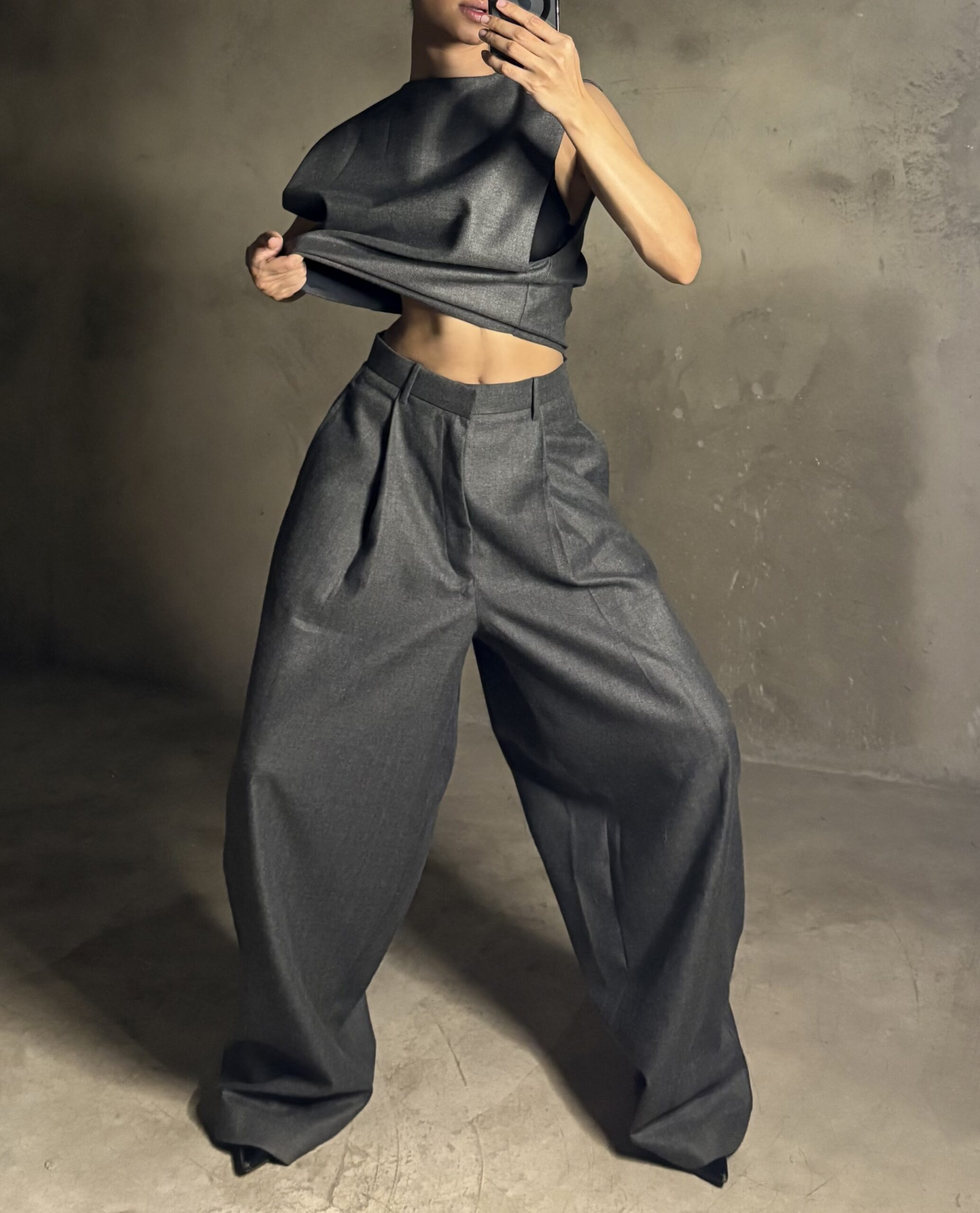 Cement Grey Tailored Pants