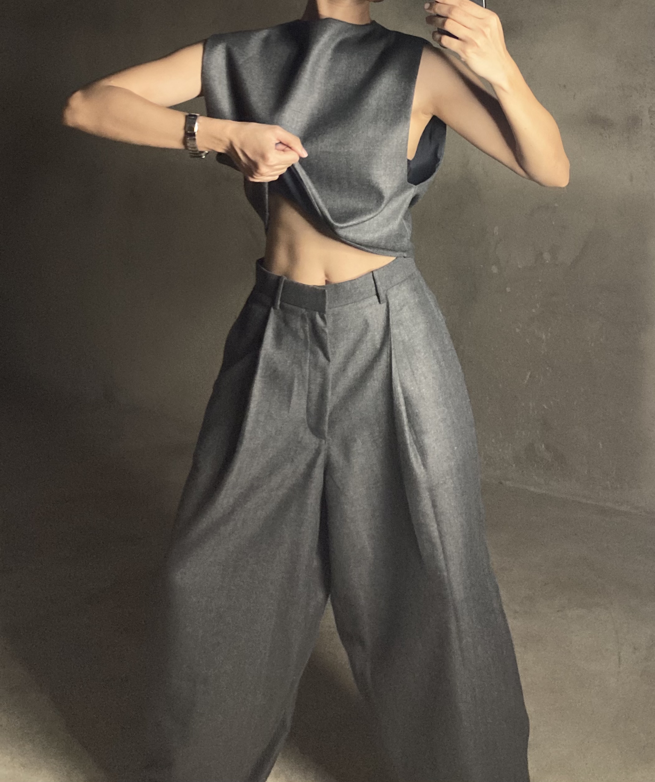 Cement Grey Boxy Blouse